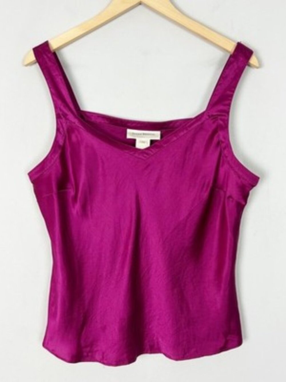 Vintage Susan Bristol Fuchsia 100% Silk Tank Top Size 14 Women's